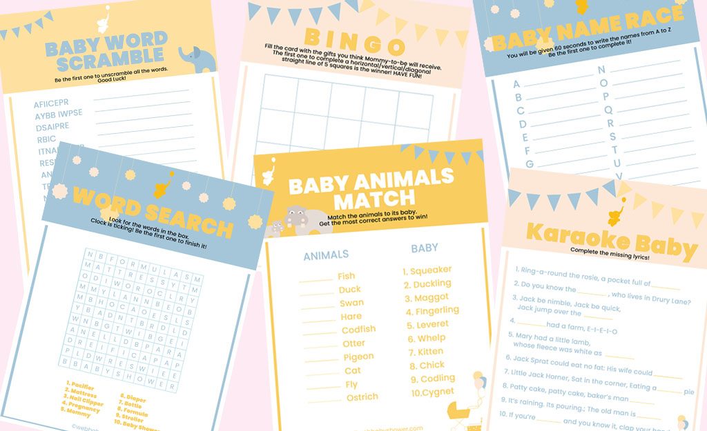 Online baby shower bingo