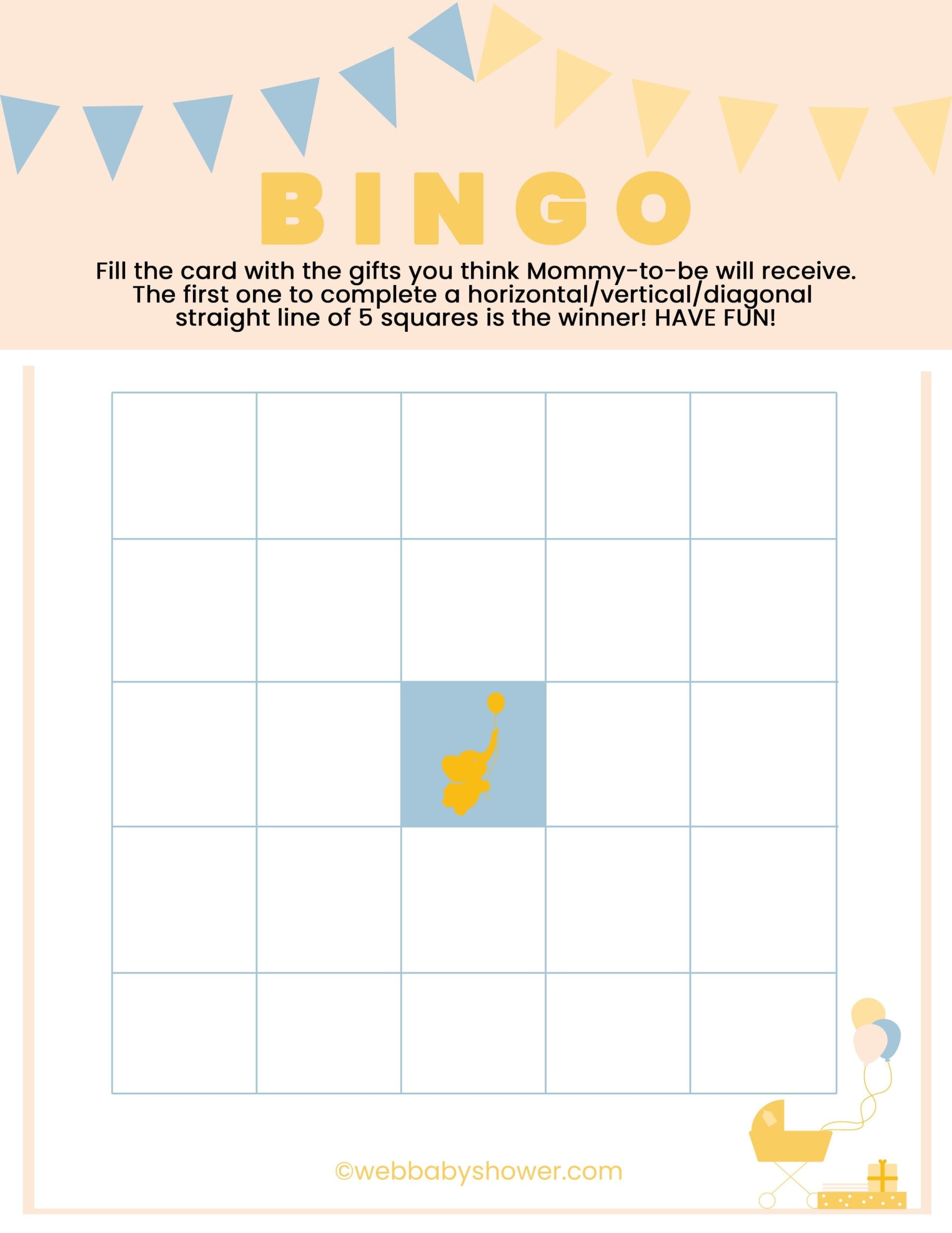 WebBabyShower Printables Games Bingo