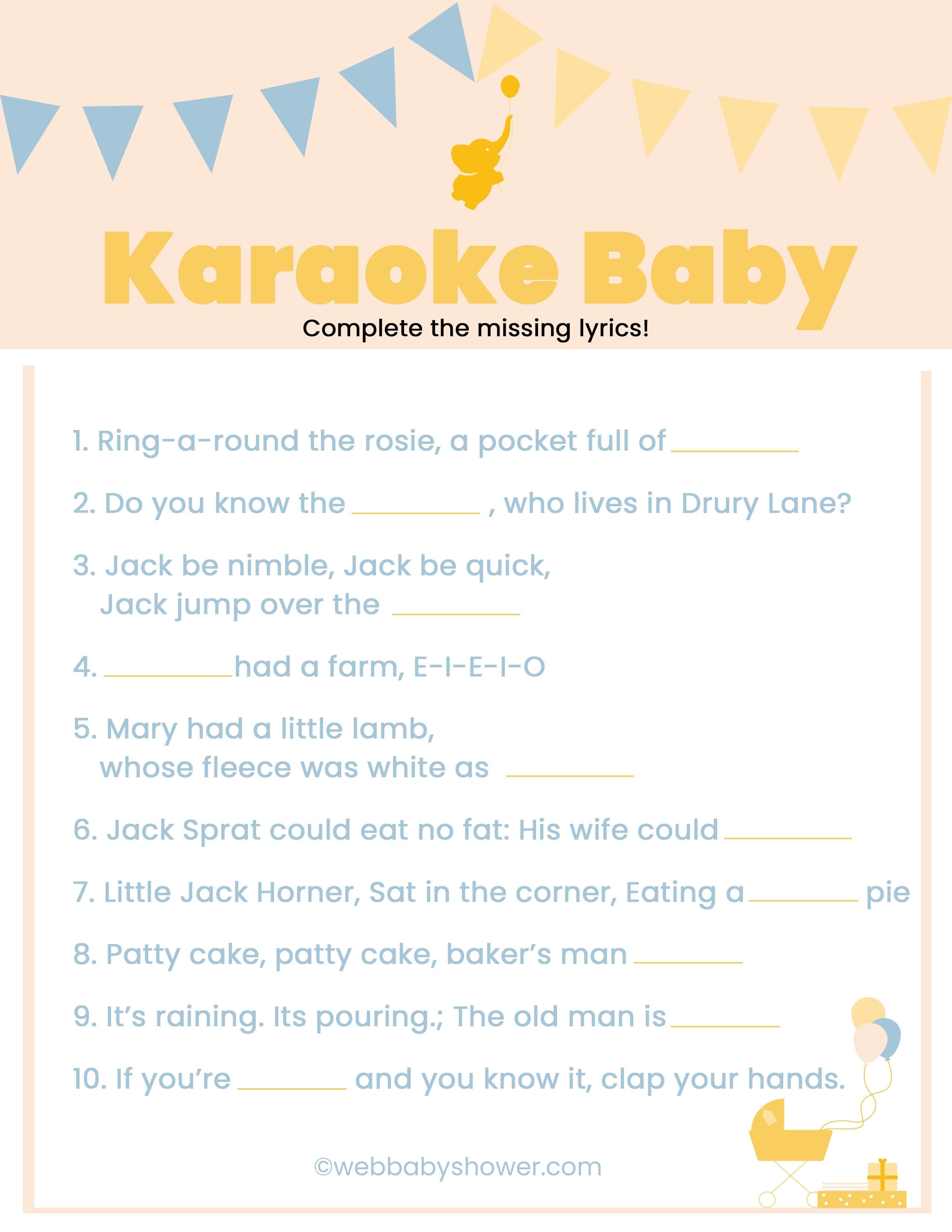 Printable Baby Shower Games by WebBabyShower