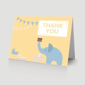 WebBabyShower - thank you card - elephants and gifts