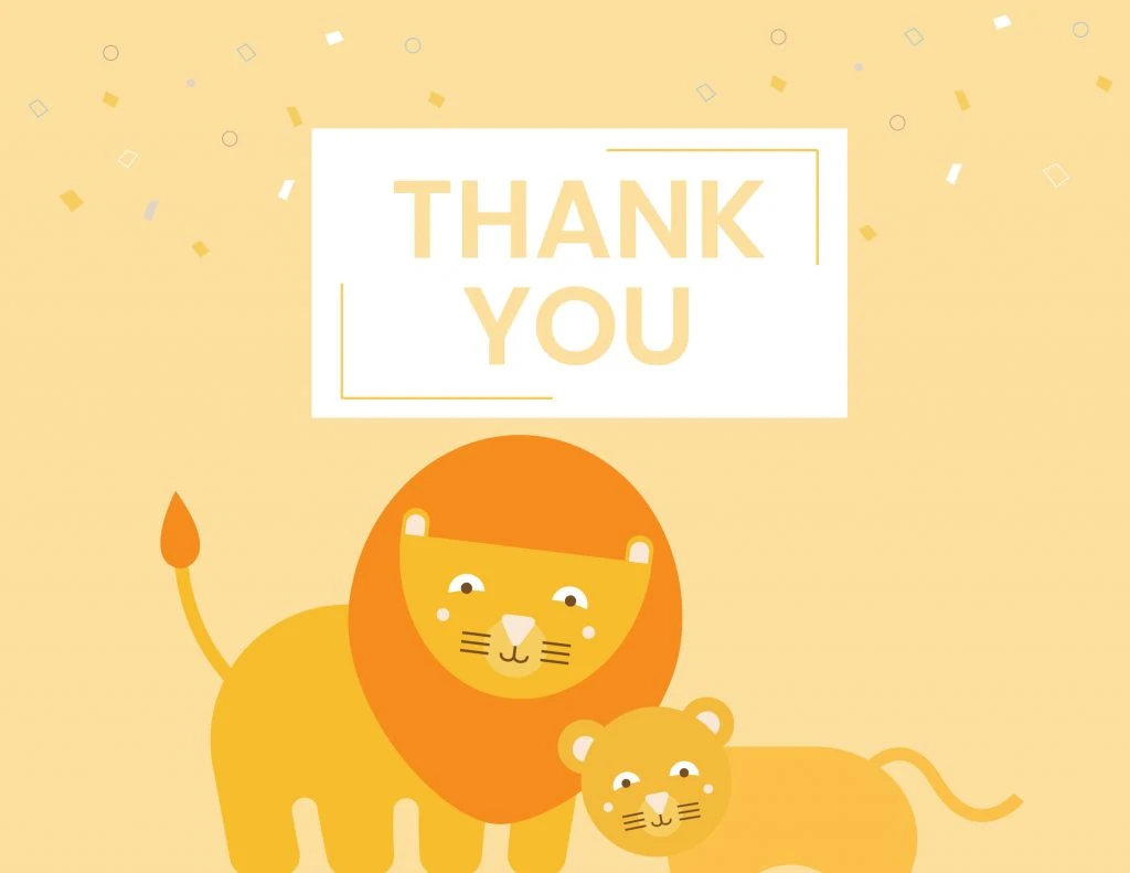 WebBabyShower - thank you card - lion and baby