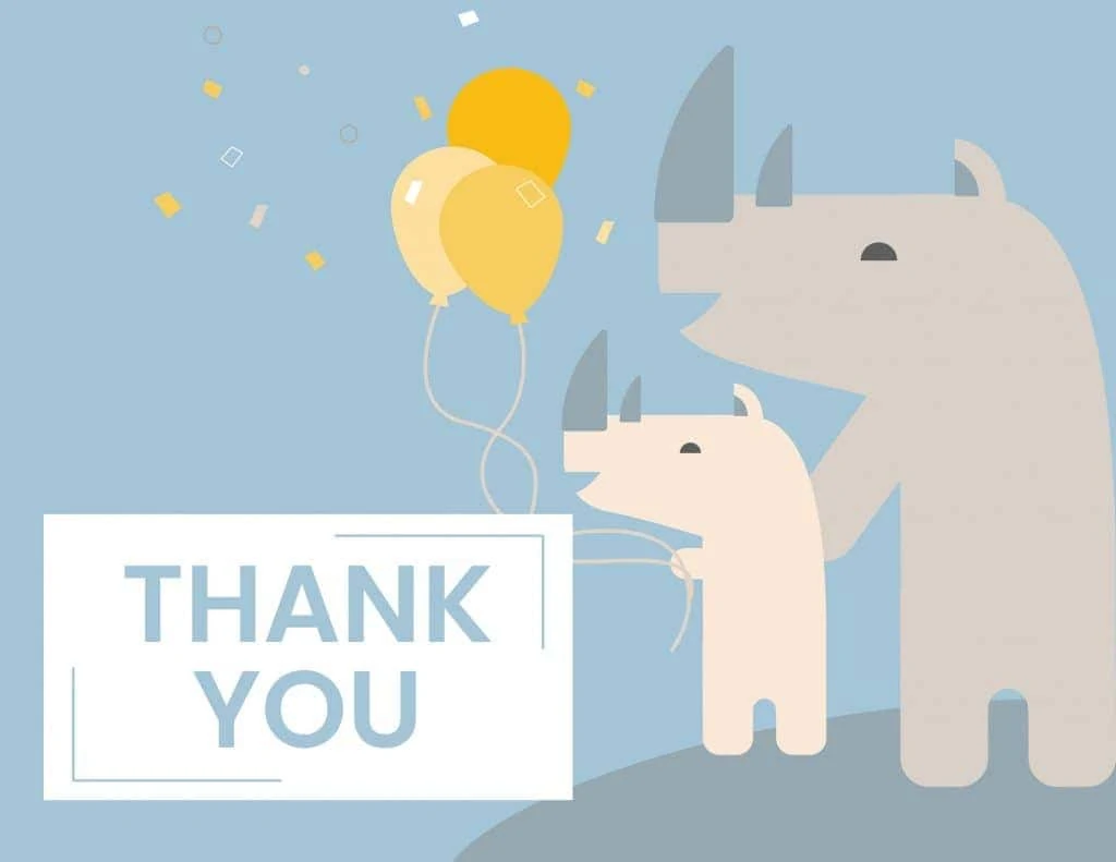 WebBabyShower - thank you card - rhinos blue