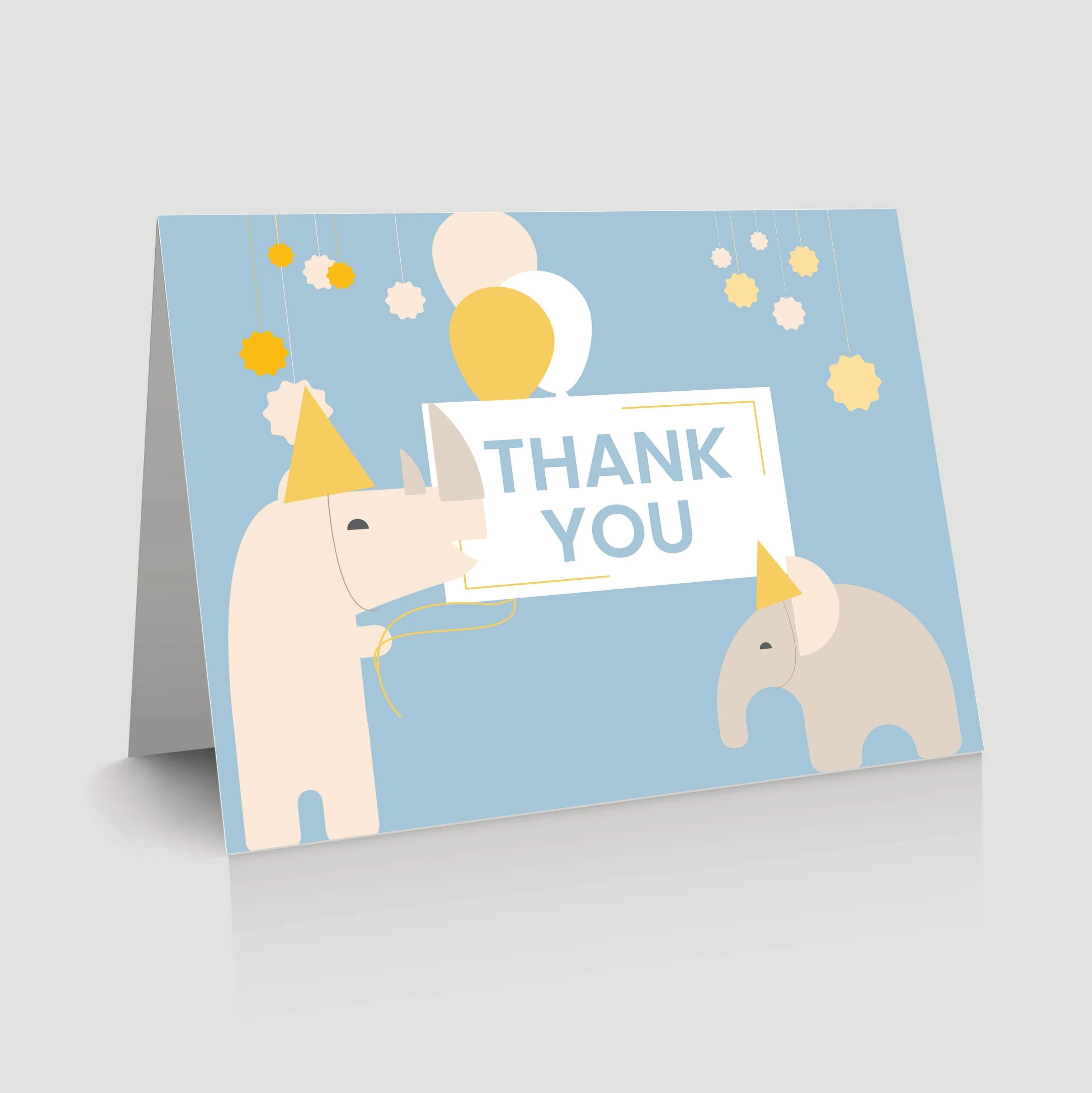 WebBabyShower - thank you card - rhinos and elephant