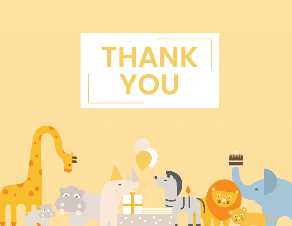 WebBabyShower - thank you card - safari animals