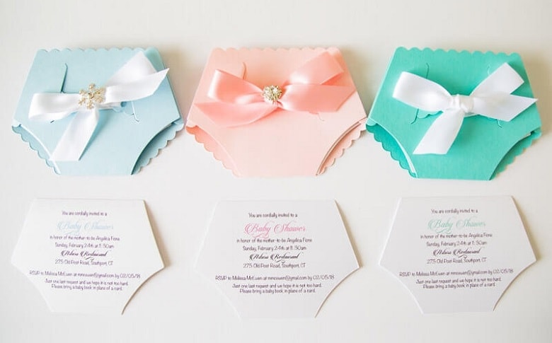 cute diaper shaped invitations