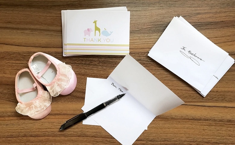 writing thank you note for guests