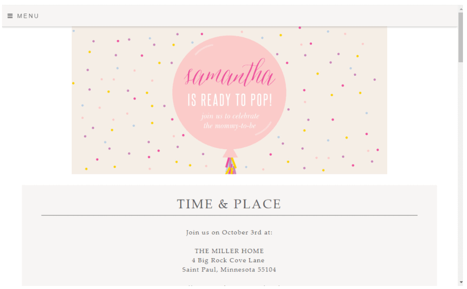 webbabyshower basic invite website baby shower template