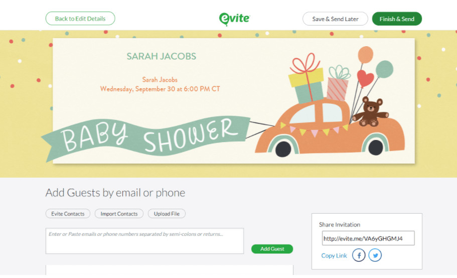 webbabyshower evite website baby shower template