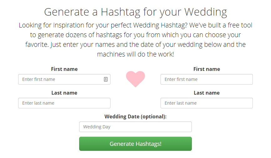 webbabyshower hashtag generator website