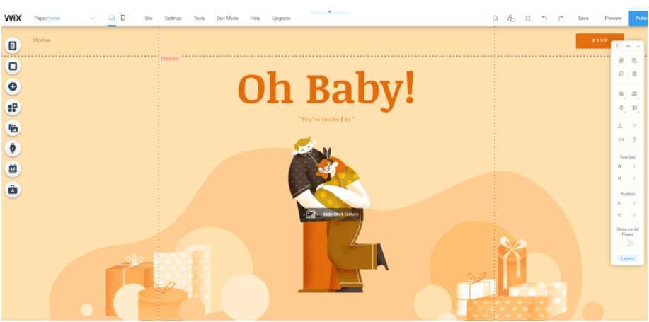 webbabyshower wix website baby shower template