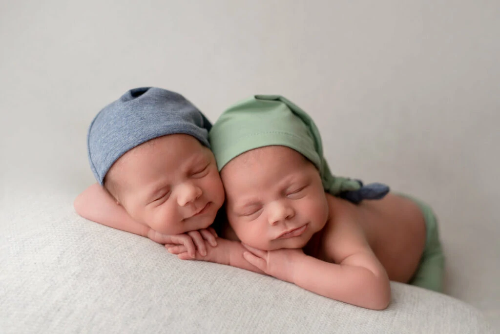 webbayshower newborn photoshoot twins in neutral colors