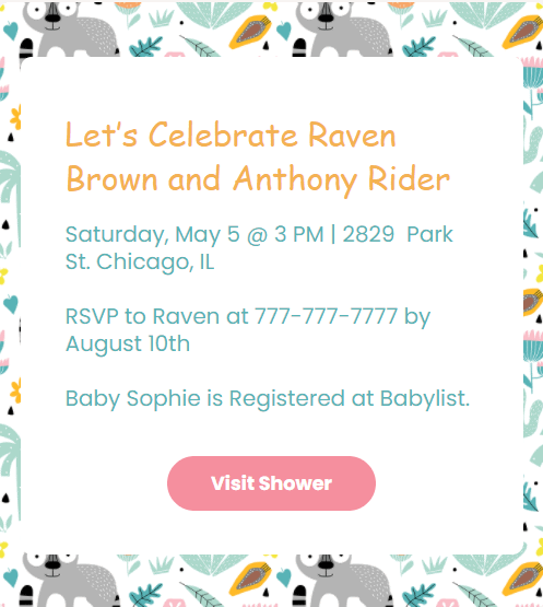 webbabyshower invite sample wordings nursery jungle