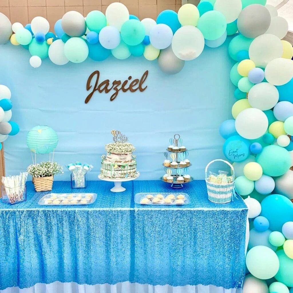 spring baby shower blue balloons