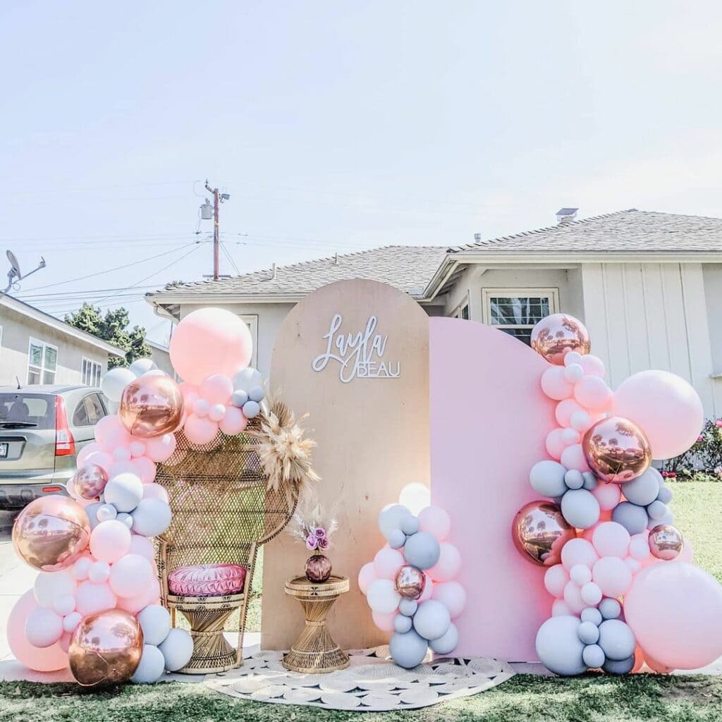 outdoor babyshower backdrop