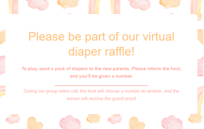 diaper raffle wording for virtual