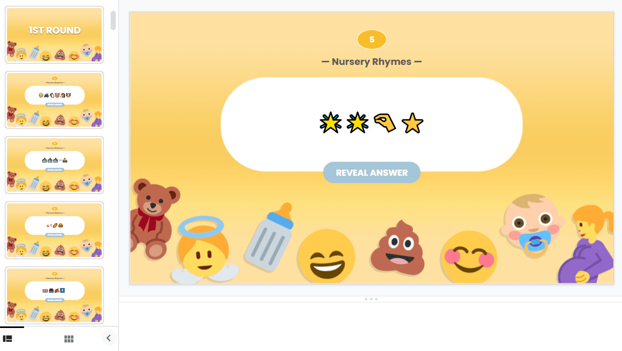 wbs virtual baby shower emoji game slide snip | WebBabyShower