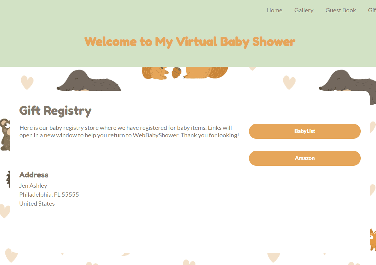 wbs baby registry page | WebBabyShower