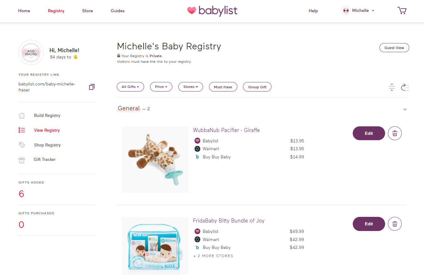 Amazon baby best sale list discount