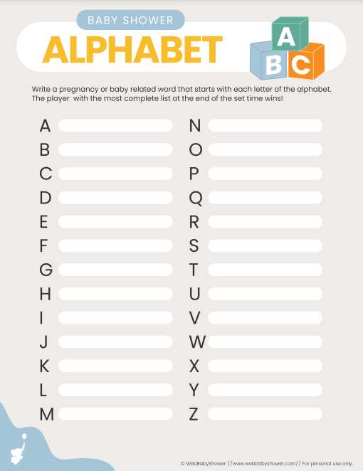 webbabyshower game alphabet