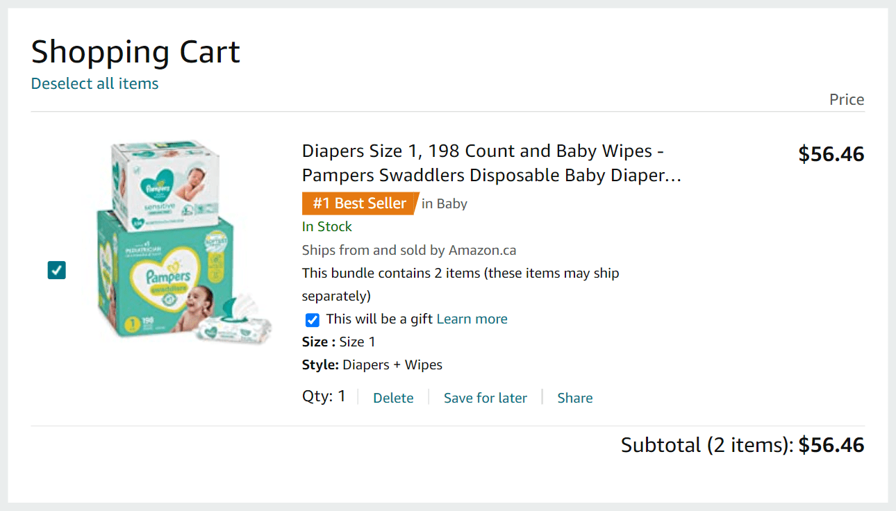 Amazon registry sale diaper discount