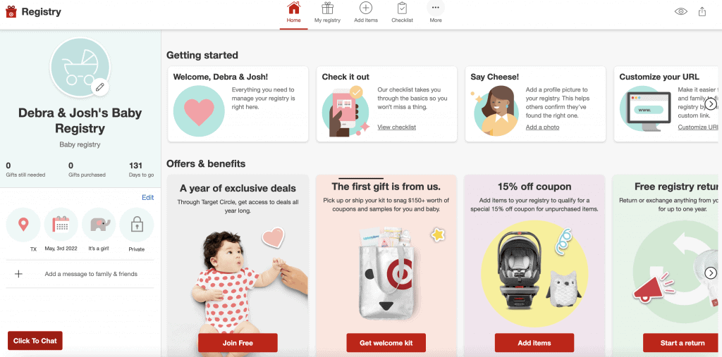 Baby registry store target promo code