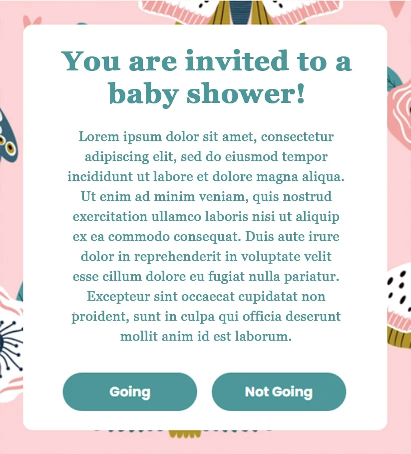 Baby shower description store wording