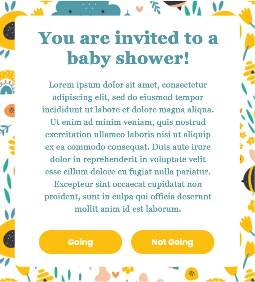 Facebook baby shower event sales wording