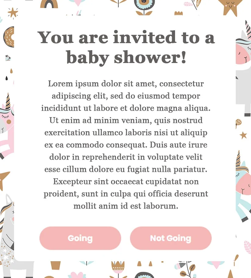 Baby shower event sales wording