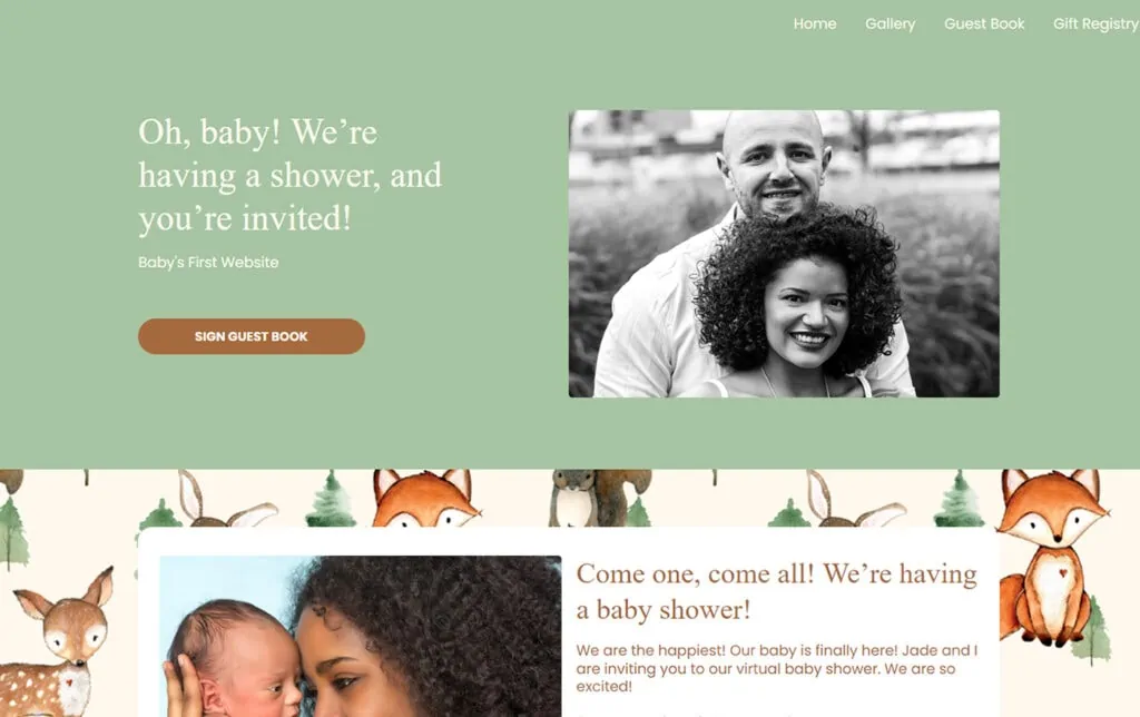 webbabyshower shower theme preview home page