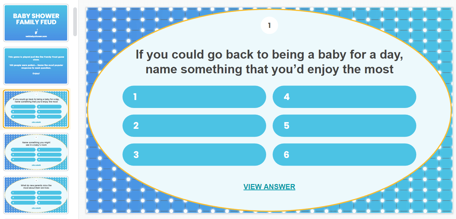 baby shower family feud game