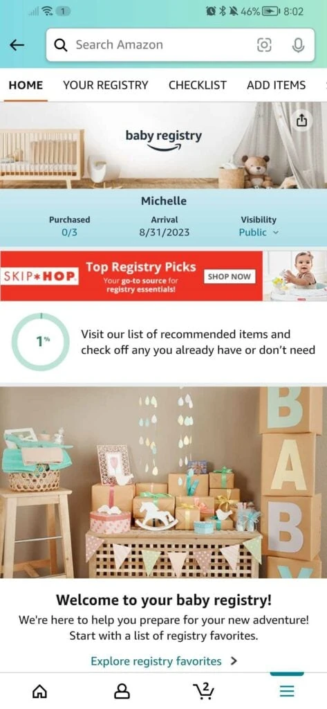 Find amazon baby sales shower registry