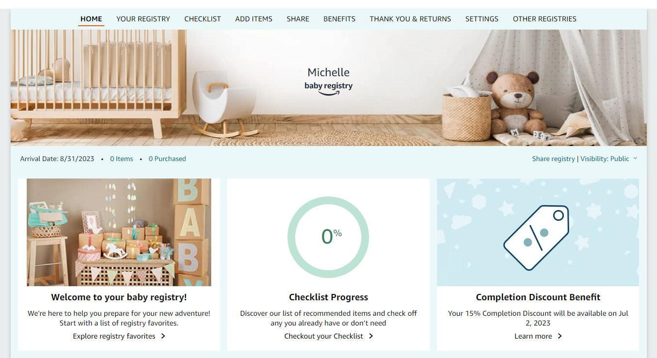 Create new baby sales registry amazon