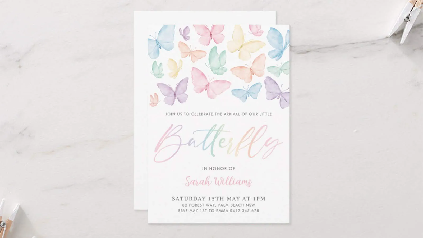 webbabyshower theme butterfly invitation
