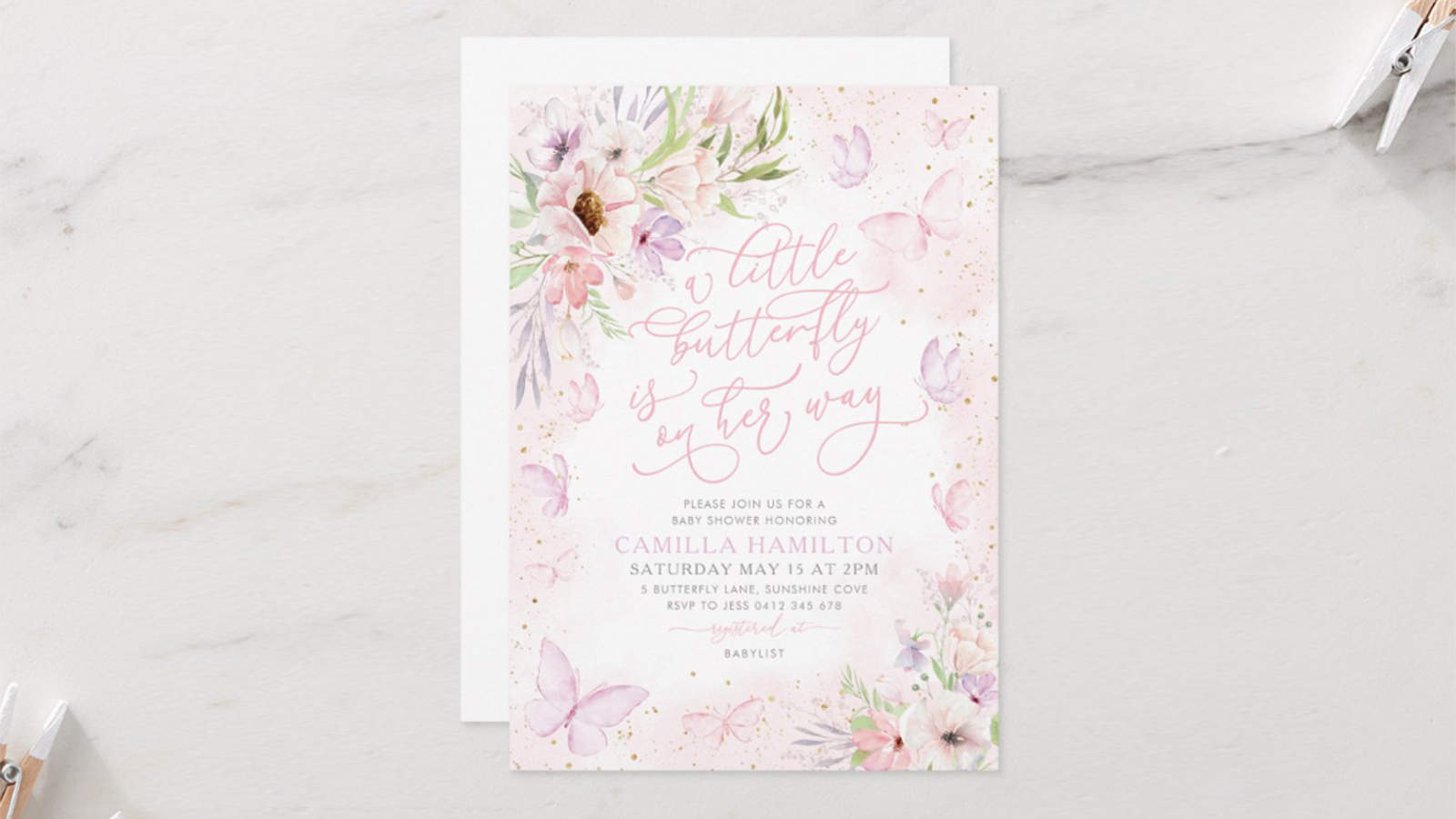 webbabyshower theme butterfly invitation