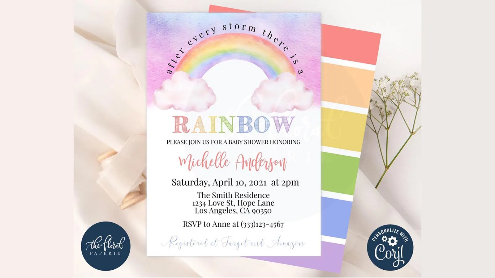 wbs theme rainbow invitation