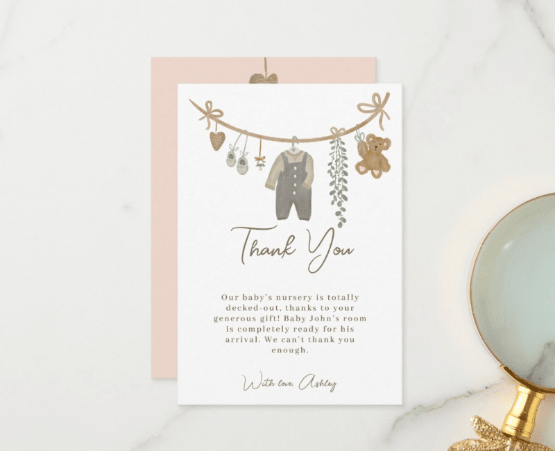 wbs baby shower thank you card