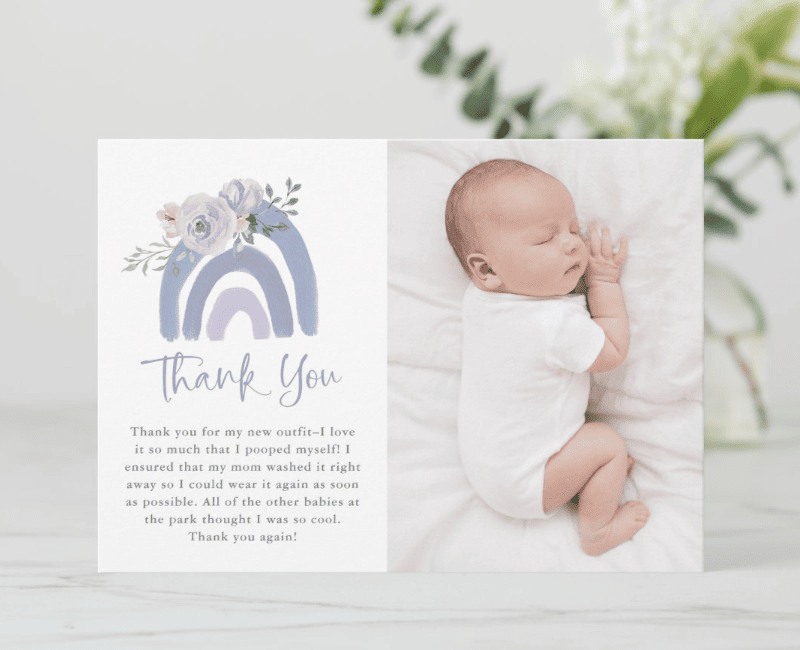wbs baby shower thank you card
