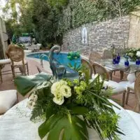 a picture of an elephant baby shower food set up and decor by Chez Hilda Pâtisserie in Amman, Jordan