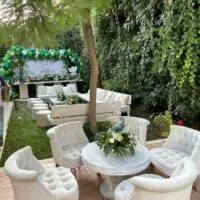 a picture of an elephant baby shower food set up and decor by Chez Hilda Pâtisserie in Amman, Jordan
