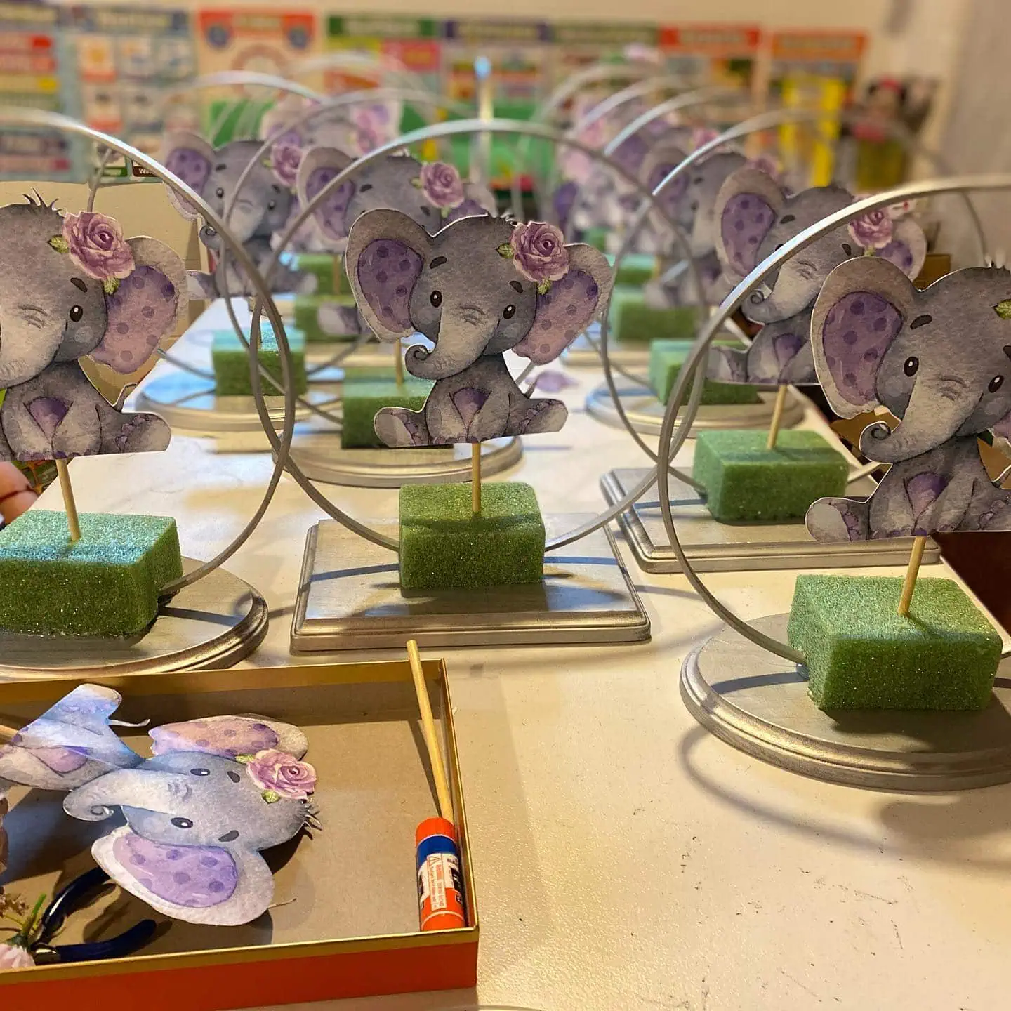 a picture of an elephant baby shower decorated by A Yissel Cuevas