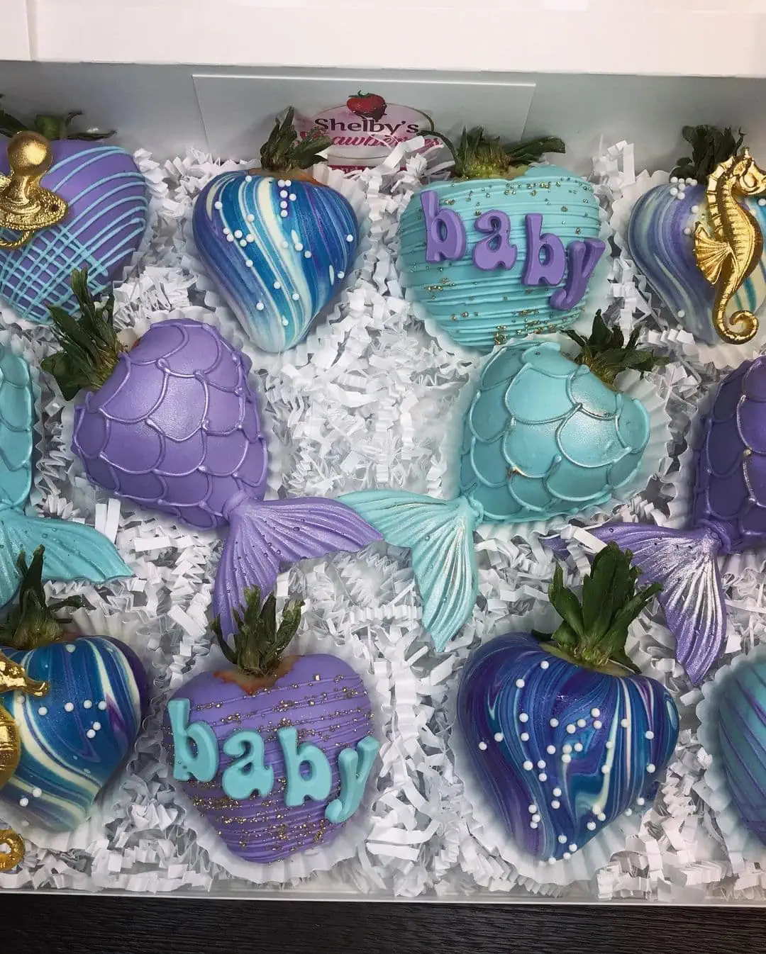 a picture of a mermaid baby shower organized by Shelby’s Strawberries in Missouri