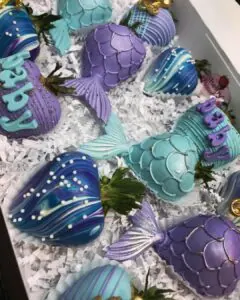 a picture of a mermaid baby shower organized by Shelby’s Strawberries in Missouri