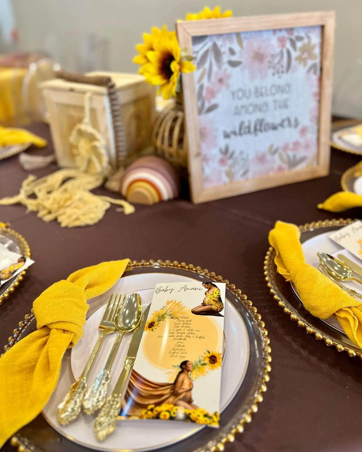 a picture of a sunflower baby shower organized by the inCrowd in Philadelphia