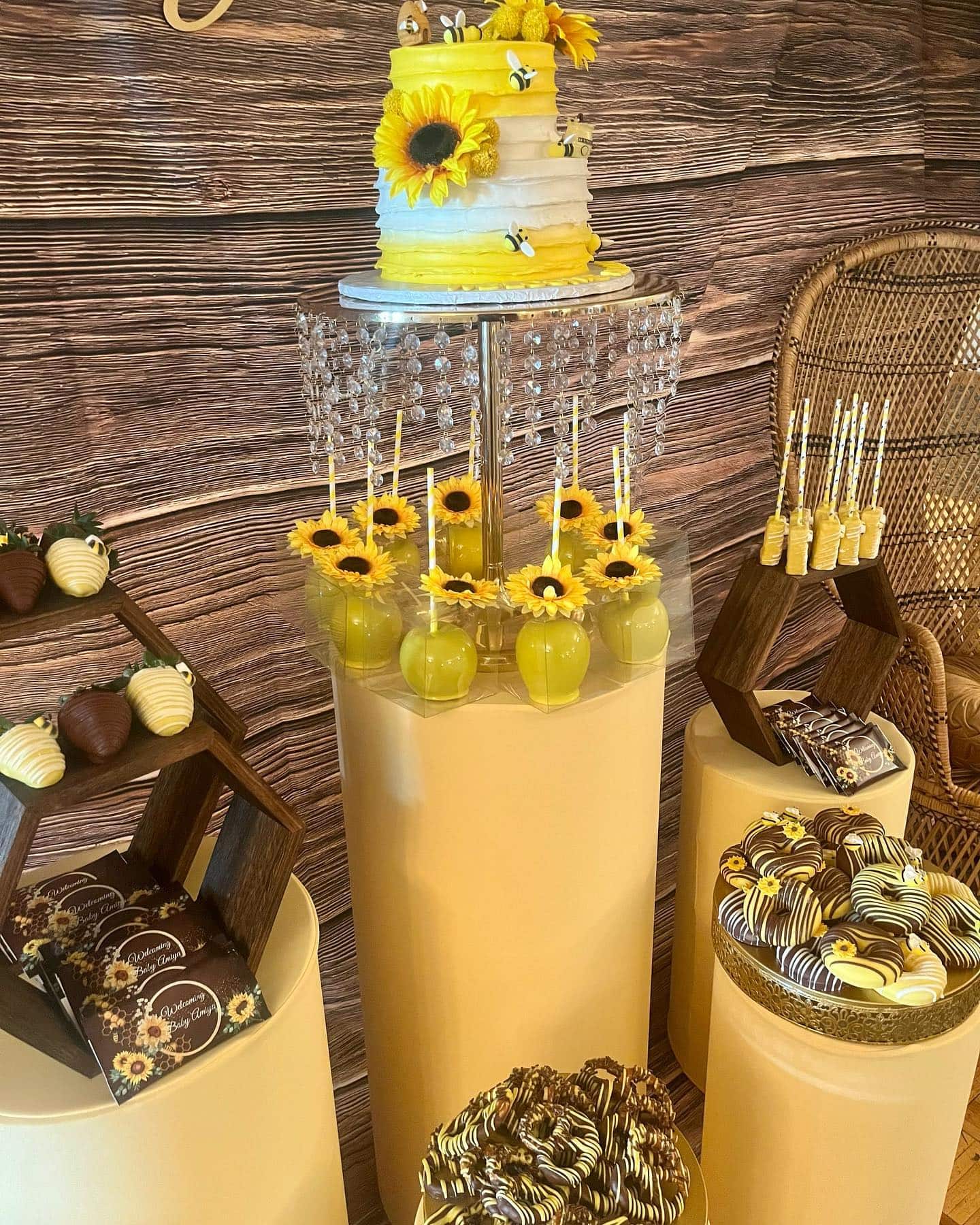 a picture of a sunflower baby shower organized by Party Perfected Events