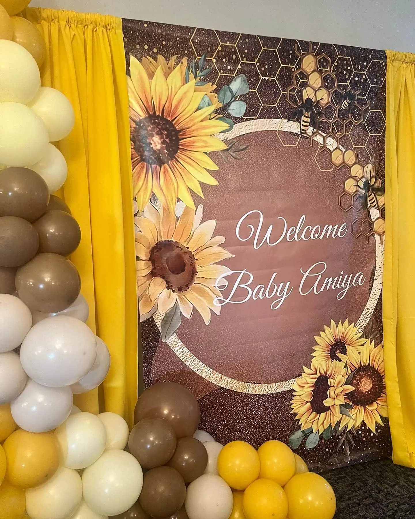 a picture of a sunflower baby shower organized by Party Perfected Events