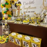 a picture of a sunflower baby shower organized by Tantastic Events