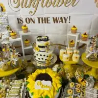 a picture of a sunflower baby shower organized by Tantastic Events