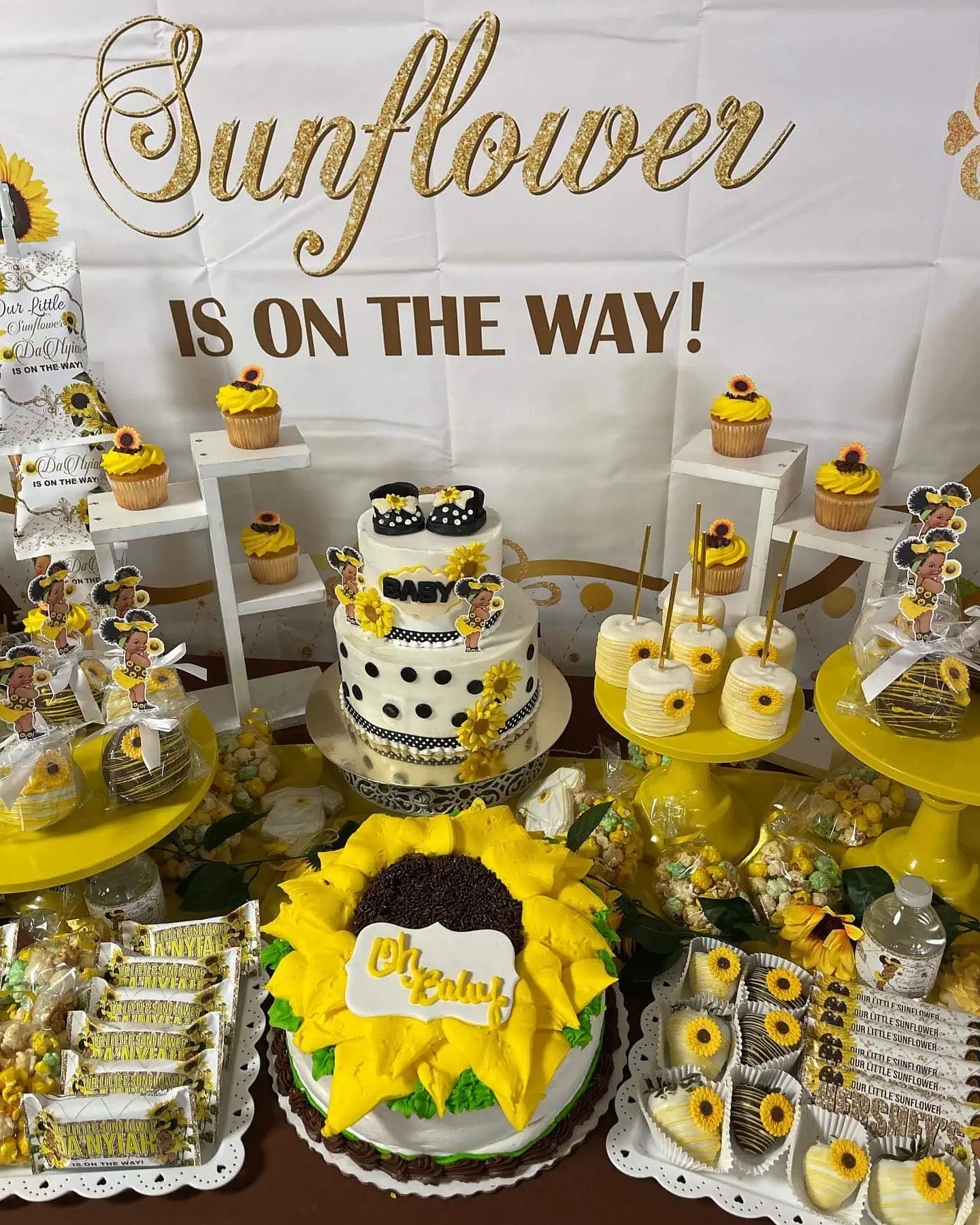 a picture of a sunflower baby shower organized by Tantastic Events
