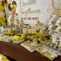 a picture of a sunflower baby shower organized by Tantastic Events