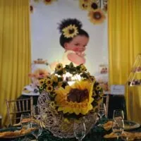 a picture of a sunflower baby shower organized by Tenoia Peppers-Alexander